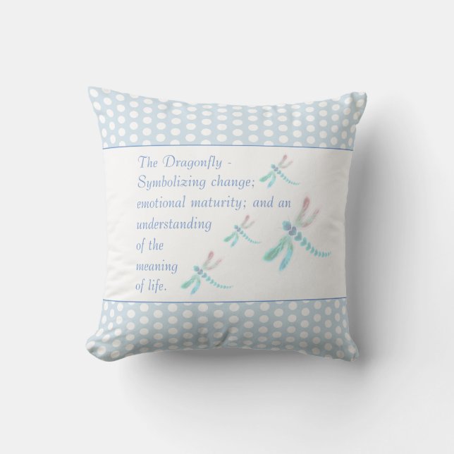Coussin libellule | Belle mode bleue et blanche (Recto)