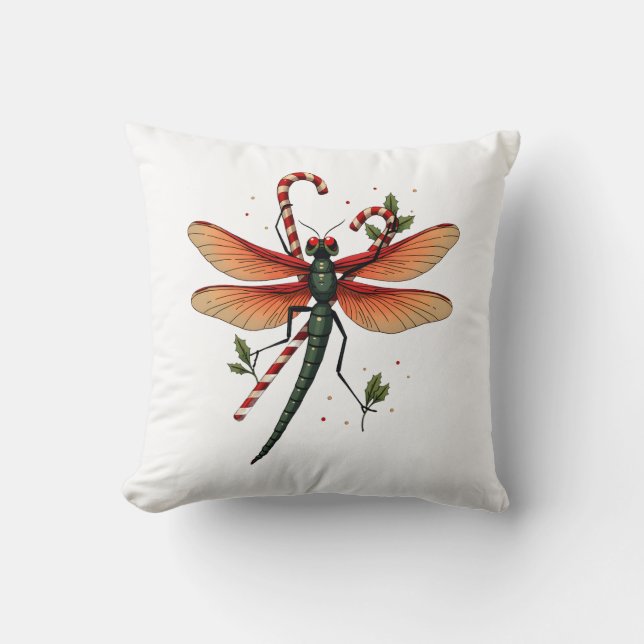 Coussin Libellule Bonbon de Noël (Recto)
