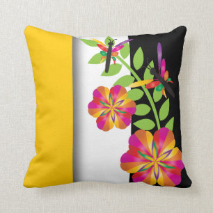 Coussin Libellule colorée florale d'art déco