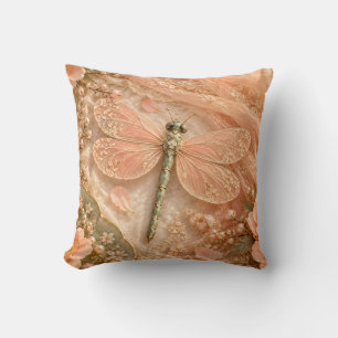 Coussin Libellule en dentelle pêche Nature morte perle rom