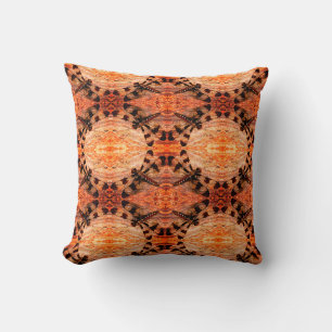 Coussin Libellule noire, orange et marron à motif dos soli