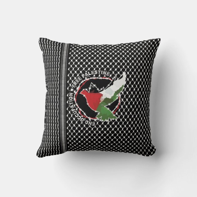 Coussin Libérez le drapeau de la liberté de Palestine Kufi (Verso)