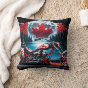 Coussin liberté de coupe avec le drapeau canadien la nuit