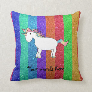 Coussin Licorne avec des rayures de parties scintillantes