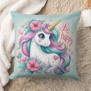 Coussin Licorne bébé mignonne avec des fleurs pour femmes 