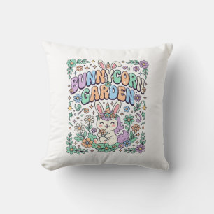 Coussin Licorne Bunnycorn Jardin Kawaii Typographie Design