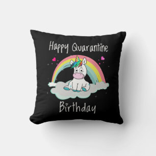Coussin Licorne d'anniversaire de quarantaine arc-en-ciel