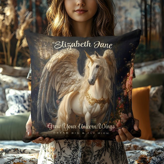 Coussin Licorne de la forêt de conte de fées romantique av (Créateur téléchargé)
