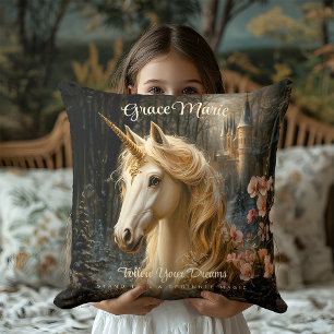Coussin Licorne de la Forêt Enchantée   Château Doré