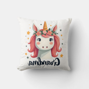 Coussin Licorne Fleurie Couronne Magique Mignonne Mamie Vi