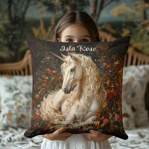 Coussin Licorne Florale Vintage Prairie Rêveuse Conte de F