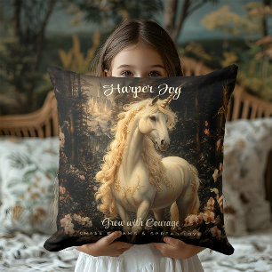 Coussin Licorne Marron et Rose Vintage Cheval de la Forêt 