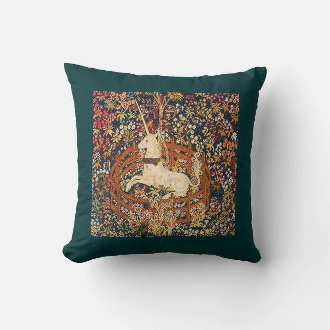 Coussin licorne médiévale captive (Recto)