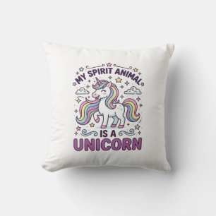 Coussin Licorne Mon Animal Spirituel Est une Licorne Typog