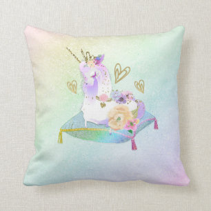 Coussin Licorne Princesse Diva Iridescent Arc-en-ciel Past