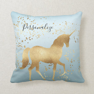 Coussin Licorne rêveuse d'or