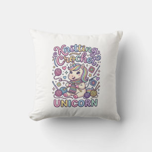 Coussin Licorne Tricot Crochet Licorne Charmant Fond Blanc
