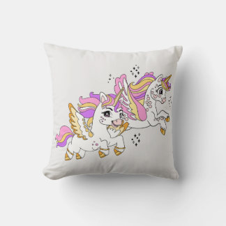 Coussin Licornes volantes mignonnes 