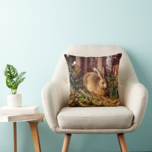 Coussin Lièvre dans la forêt Hans Hoffmann Rabbit Peinture