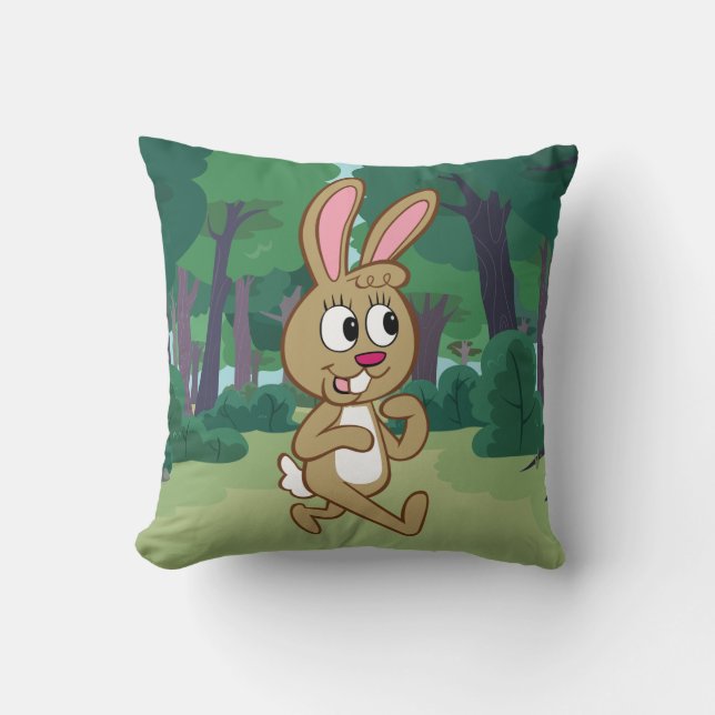 Coussin Lièvres de Rick | Becky de garde forestière (Recto)