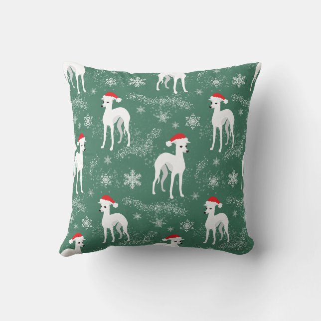 Coussin L'Iggy de Noël Greyhounds italien dans la neige Th (Verso)
