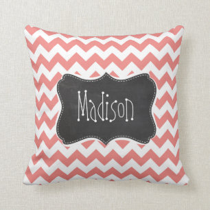 Coussin Light Coral Chevron Stripes; chalkboard