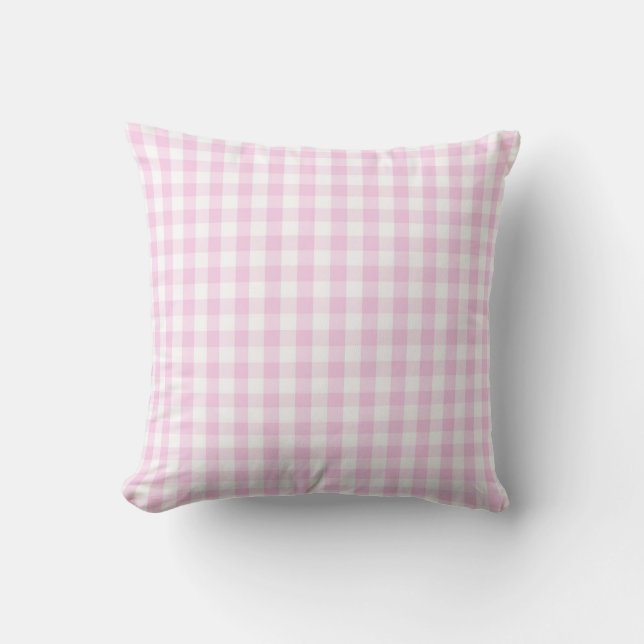 Coussin light pink and white gingham pattern preppy girly (Recto)