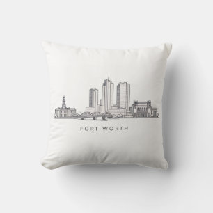 Coussin Ligne artistique minimaliste de la skyline de Fort