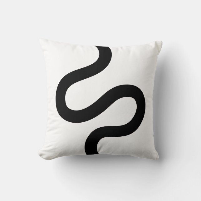 Coussin Ligne courbe 02 - Noir sur blanc (Recto)