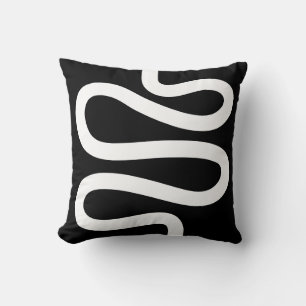 Coussin Ligne courbe - Blanc sur noir