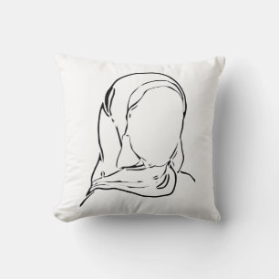 Coussin Ligne Dessin Musulmane Hijab Femme Arabe Isolée