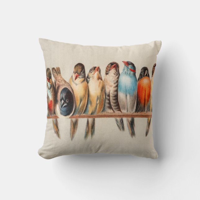 Coussin Ligne d'oiseaux et de colombes (Recto)