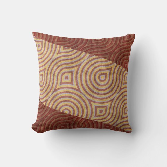 Coussin Ligne onduleuse beige diagonales de Bourgogne (Recto)