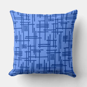 Coussin Lignes Abstraites 120923 - Bleu marine sur Bleu bé