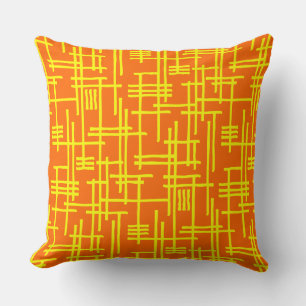 Coussin Lignes Abstraites 120923 - Jaune sur orange