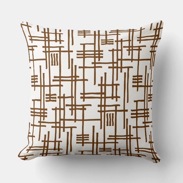 Coussin Lignes Abstraites 120923 - Noyer sur blanc (Recto)