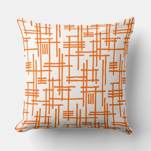 Coussin Lignes Abstraites 120923 - Orange sur blanc (Recto)