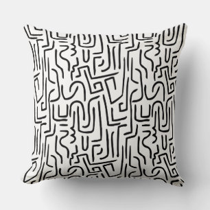 Coussin Lignes Abstraites 130318 - Noir sur blanc