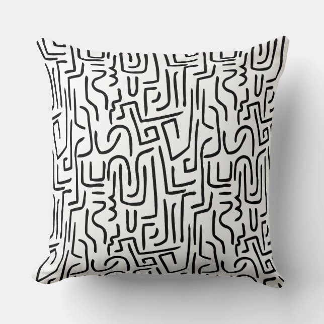 Coussin Lignes Abstraites 130318 - Noir sur blanc (Recto)