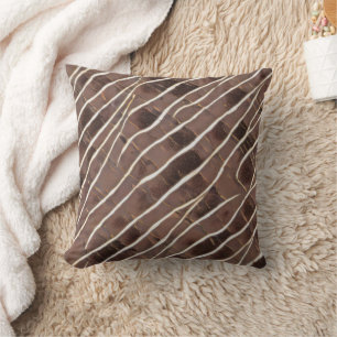 Coussin Lignes Abstraites Brown et or