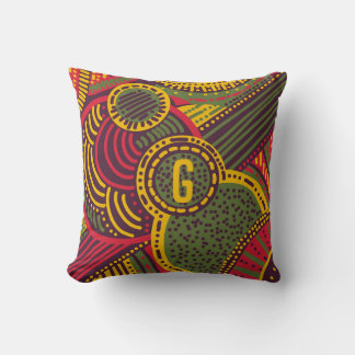 Coussin Lignes Abstraites colorées | Rose violet jaune ver