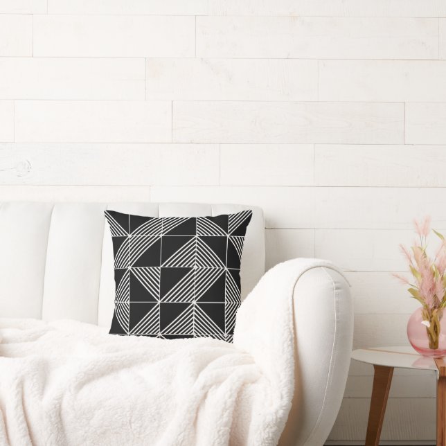 Coussin Lignes Art Déco Noir (Canapé)