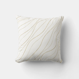 Coussin Lignes blanches et dorées Wavy Glam moderne
