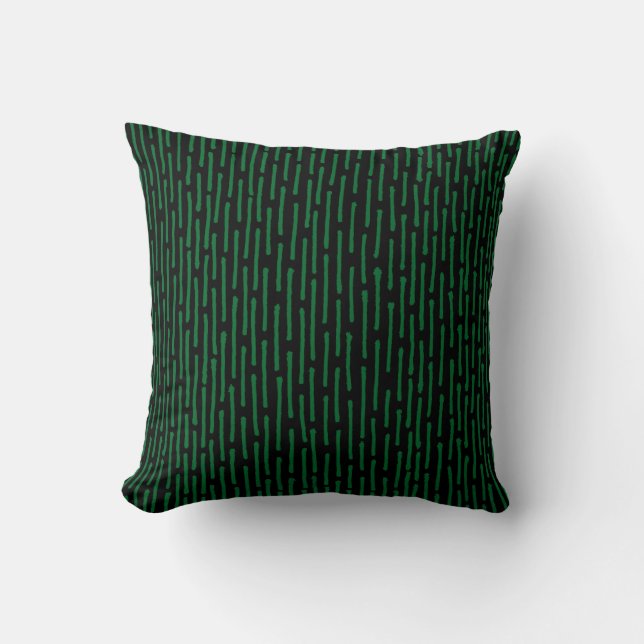 Coussin Lignes brisées - Vert forêt sur noir (Recto)