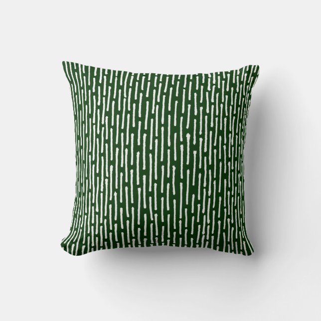 Coussin Lignes cassées - Blanc sur Dk Green (Recto)