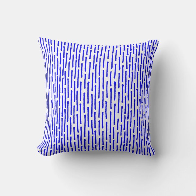 Coussin Lignes cassées - Bleu sur blanc (Recto)