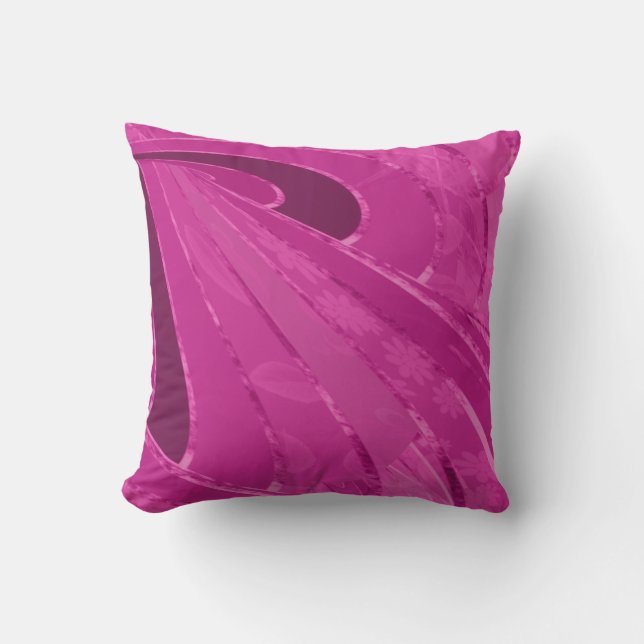 Coussin Lignes courbes soyeuses abstraites en rose (Recto)