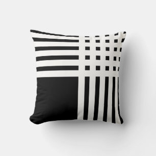 Coussin Lignes croisées asymétriques modernes sur fond noi