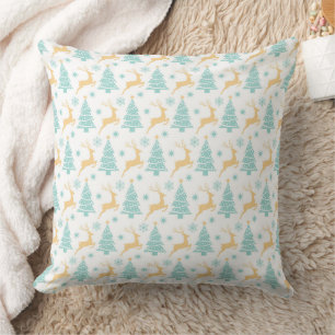 COUSSIN LIGNES D'HIVER NOËL ARBRES & RÉINDEURS