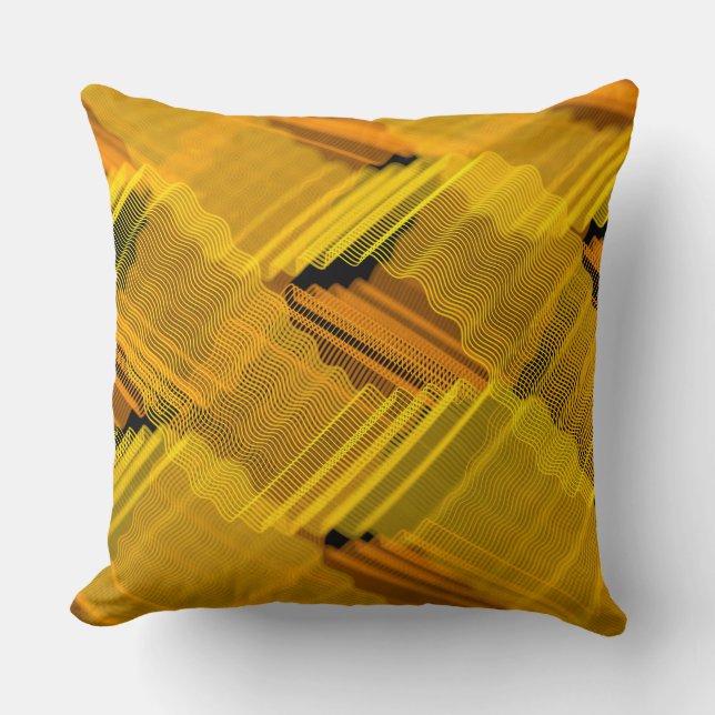 Coussin Lignes jaunes abstraites (Recto)